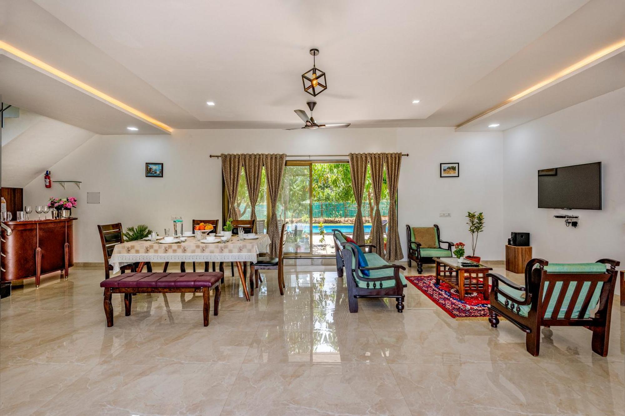 Saffronstays Lakeview Nivara - Farm Stay Villa With Private Pool Near Pune Exterior foto